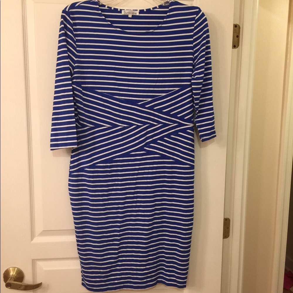 Blue and White Striped T-Shirt Dress